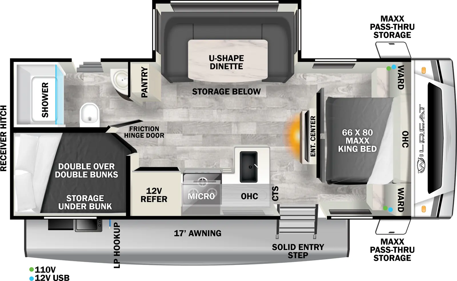 Wildcat Travel Trailers 244DBX - ONE - DSO Floorplan